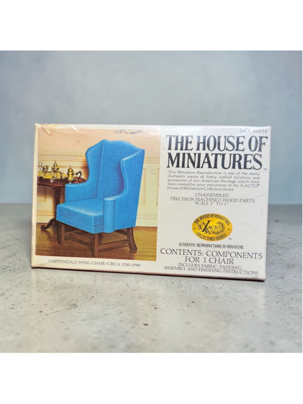 Vintage X-Acto House of Miniatures #40016 Chippendale Wing Chair Kit Sealed 1:12